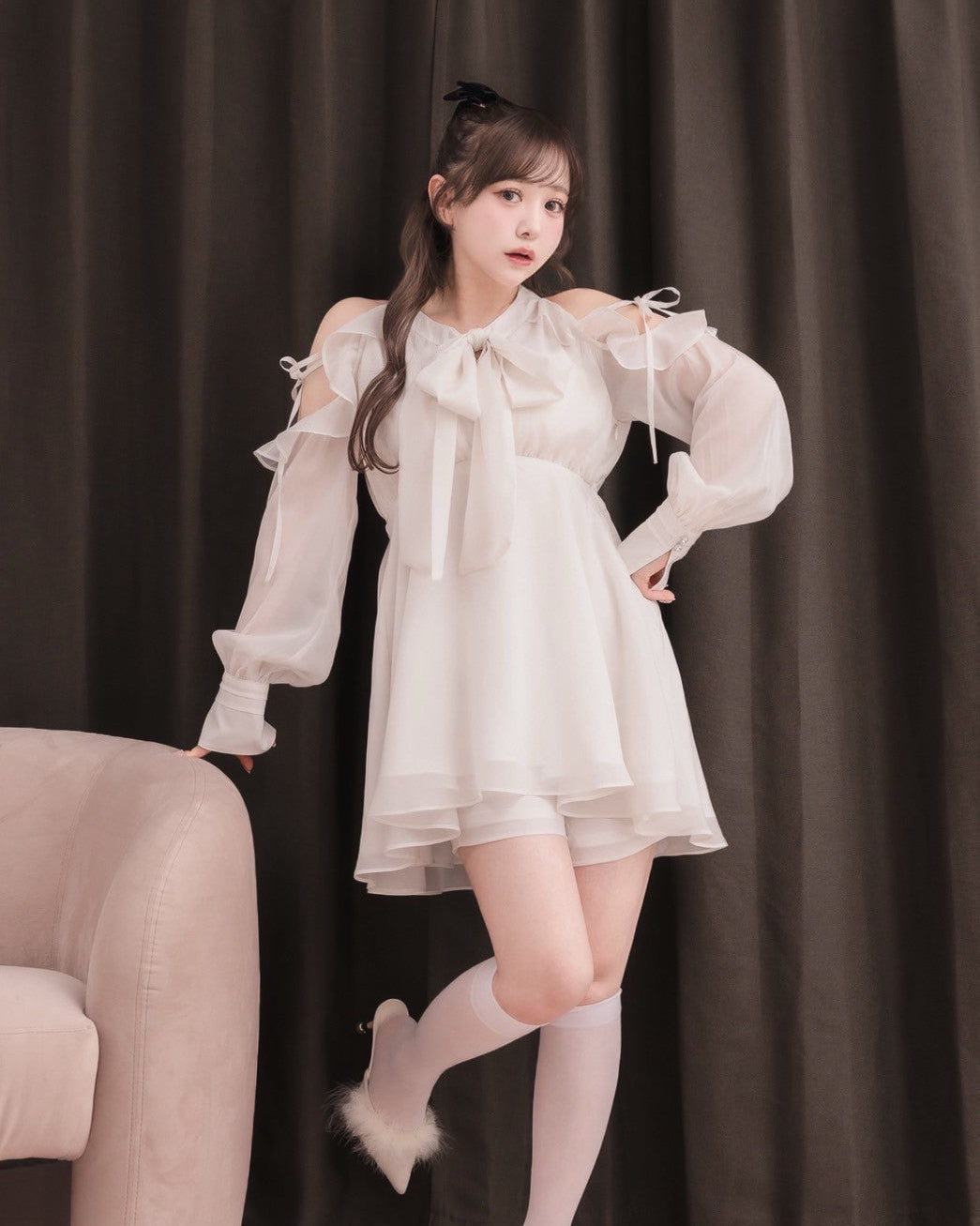 モデル身長：151cm / 着用カラー：ホワイト
