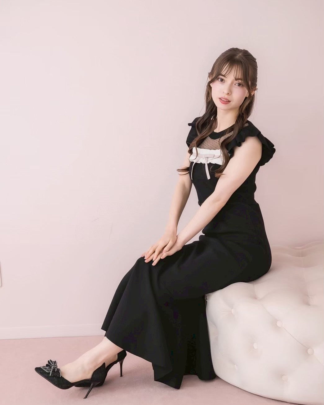 モデル身長：153cm / 着用カラー：ブラック×ピンク