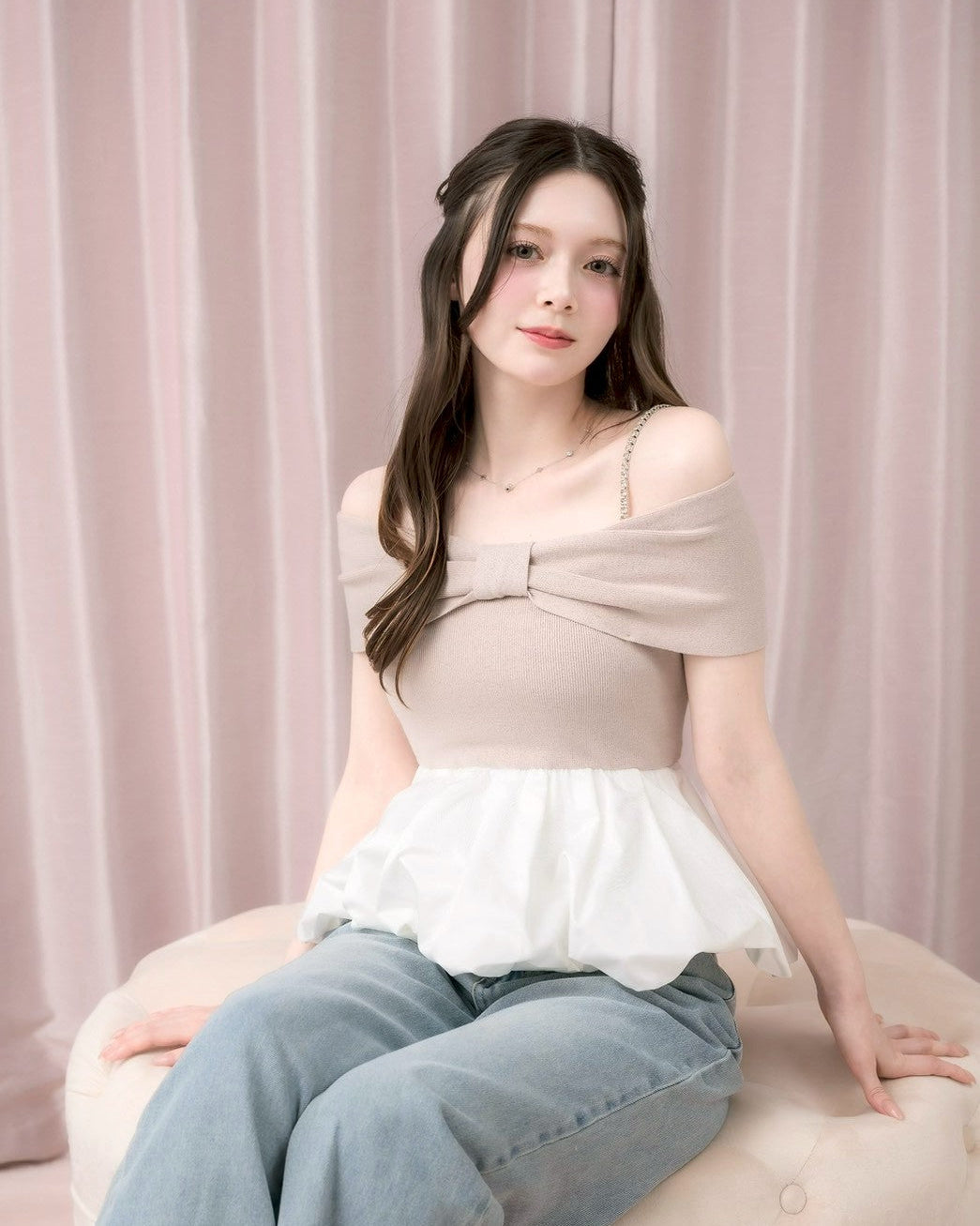 モデル身長：155cm / 着用カラー：ピンク