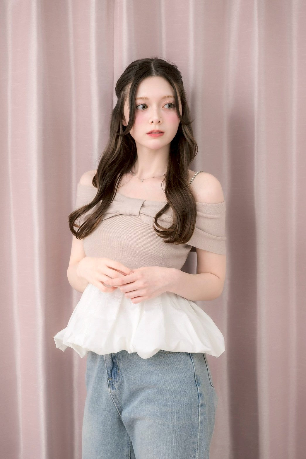 モデル身長：155cm / 着用カラー：ピンク