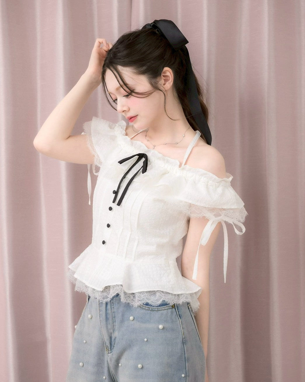 モデル身長：155cm / 着用カラー：ホワイト