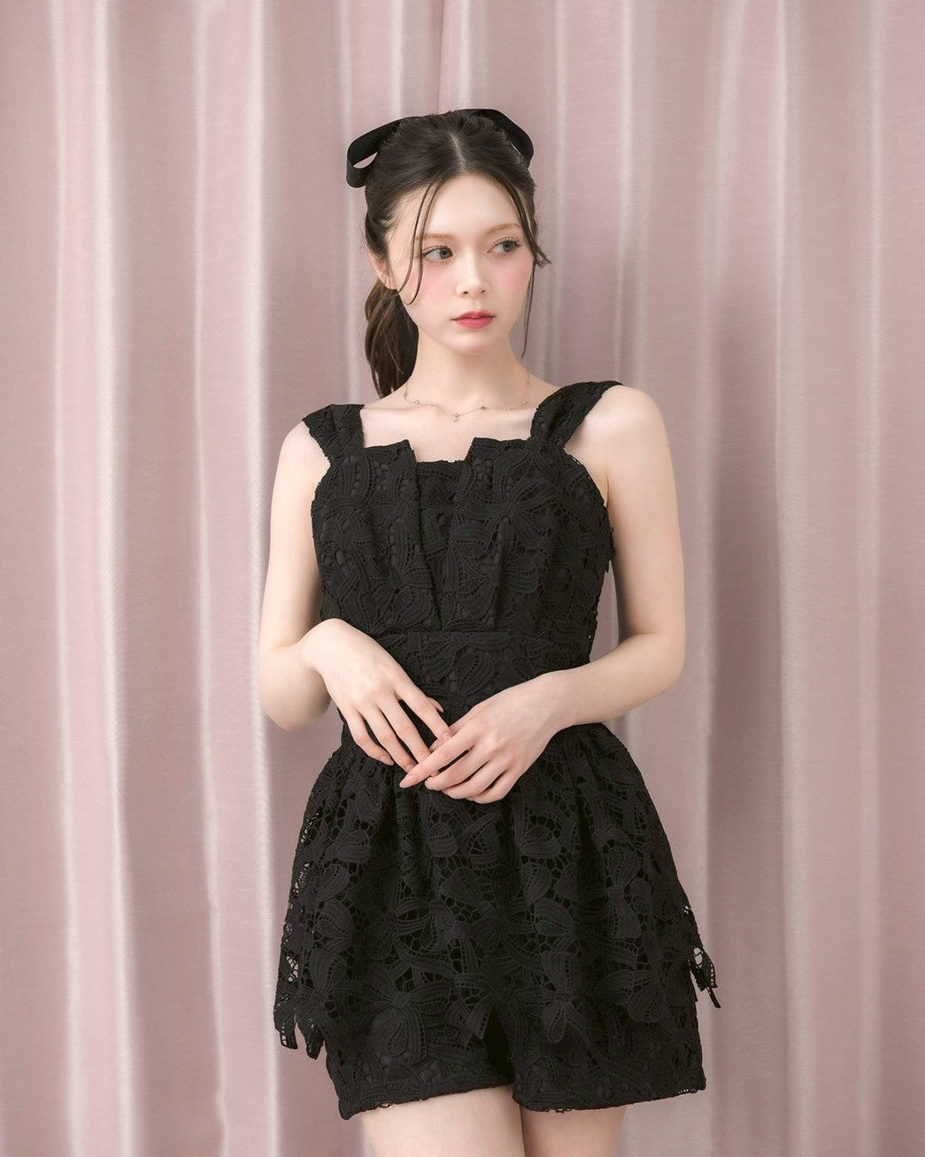 Ribbon Lace Short Romper – DOLCELICHE（ドルチェリーチェ）
