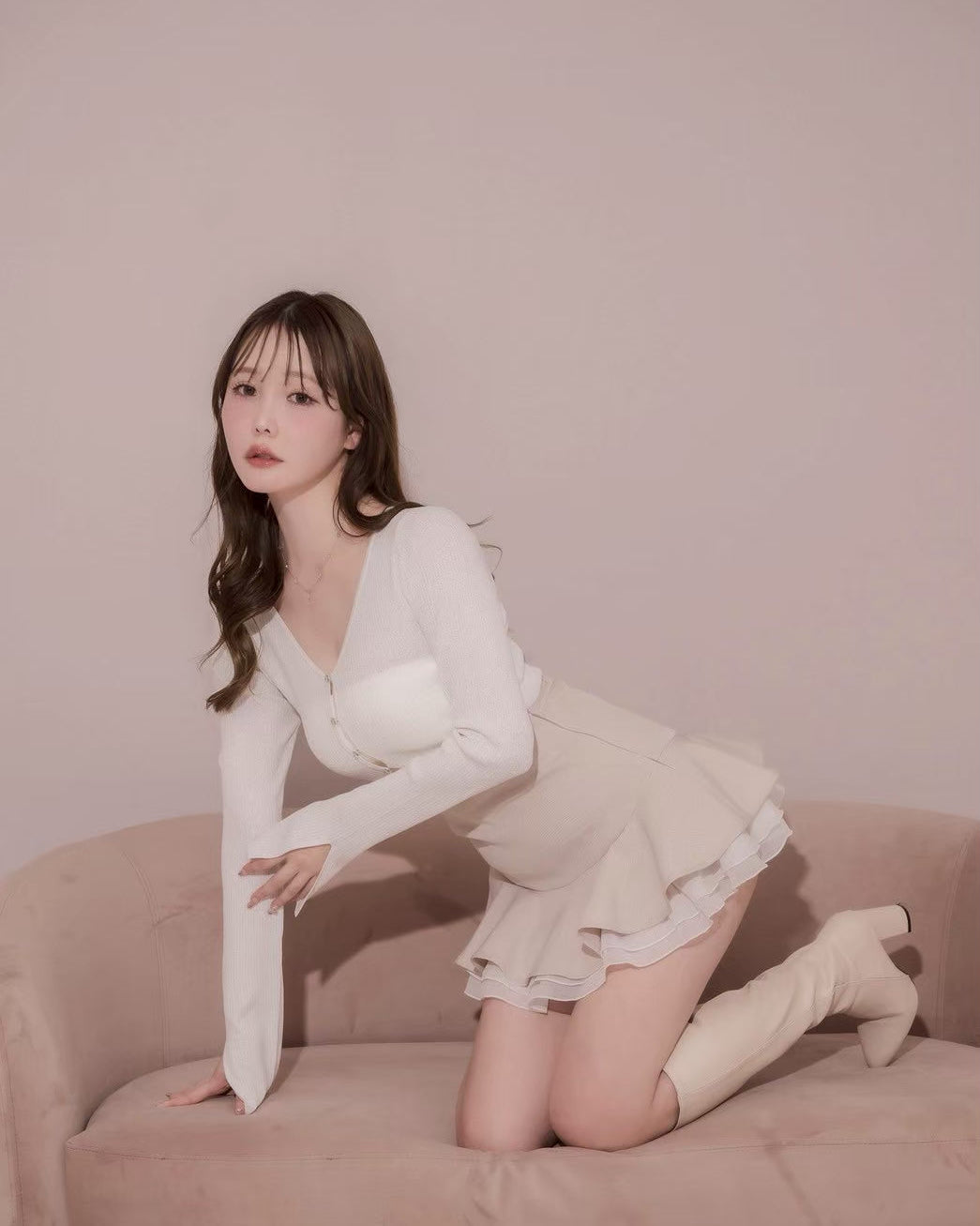 モデル身長：166cm / 着用カラー：ピンク