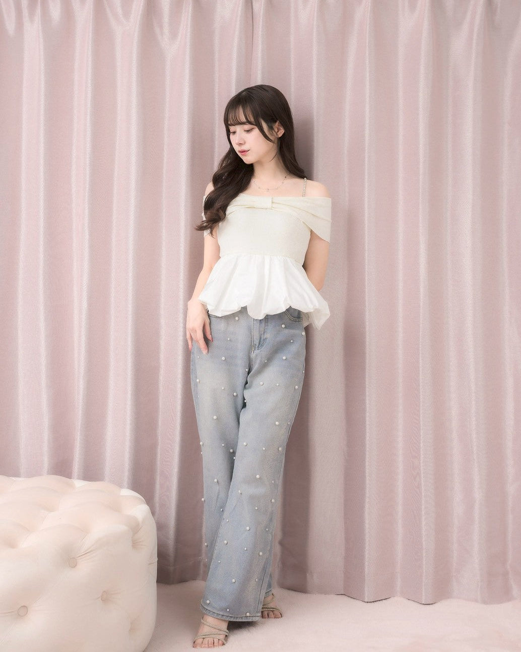 モデル身長：159cm / 着用カラー：ホワイト