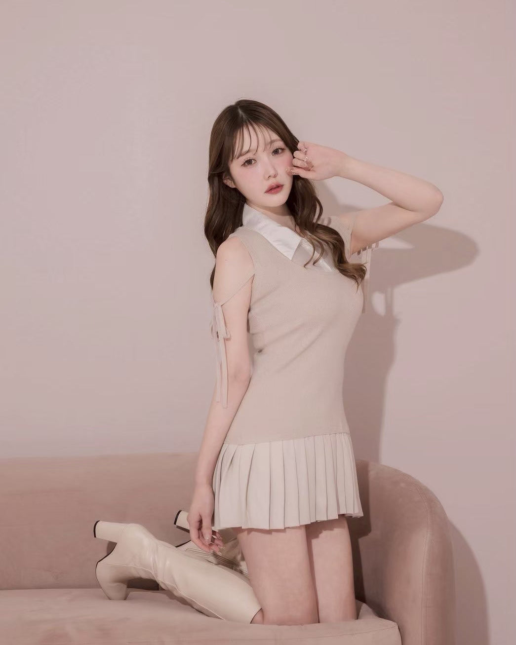 モデル身長：166cm / 着用カラー：ピンク