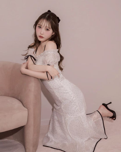 モデル身長：166cm / 着用カラー：ホワイトドット