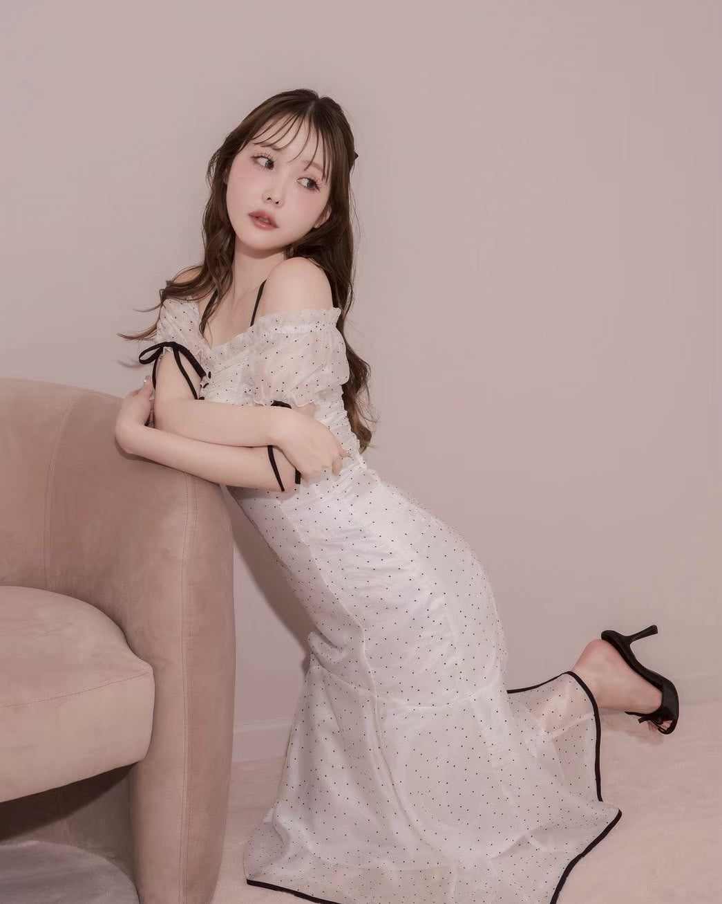 モデル身長：166cm / 着用カラー：ホワイトドット