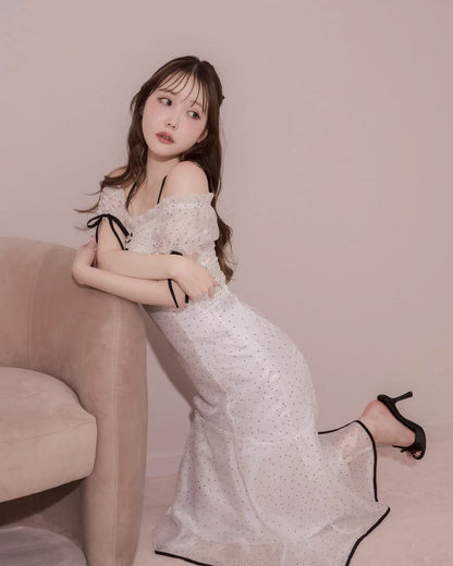 モデル身長：166cm / 着用カラー：ホワイトドット