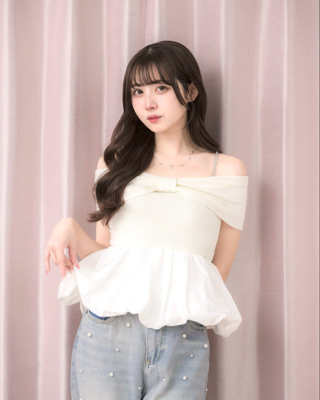 モデル身長：159cm / 着用カラー：ホワイト