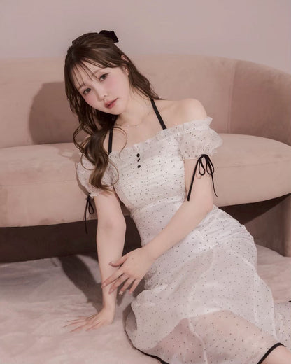 モデル身長：166cm / 着用カラー：ホワイトドット