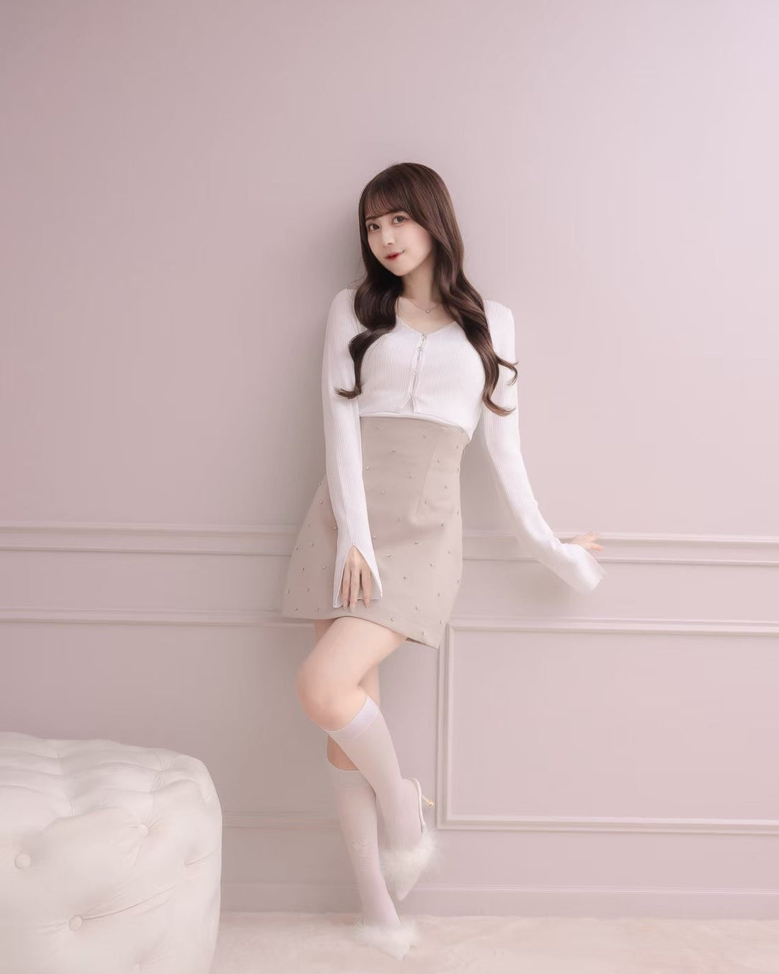 モデル身長：159cm / 着用カラー：ホワイト