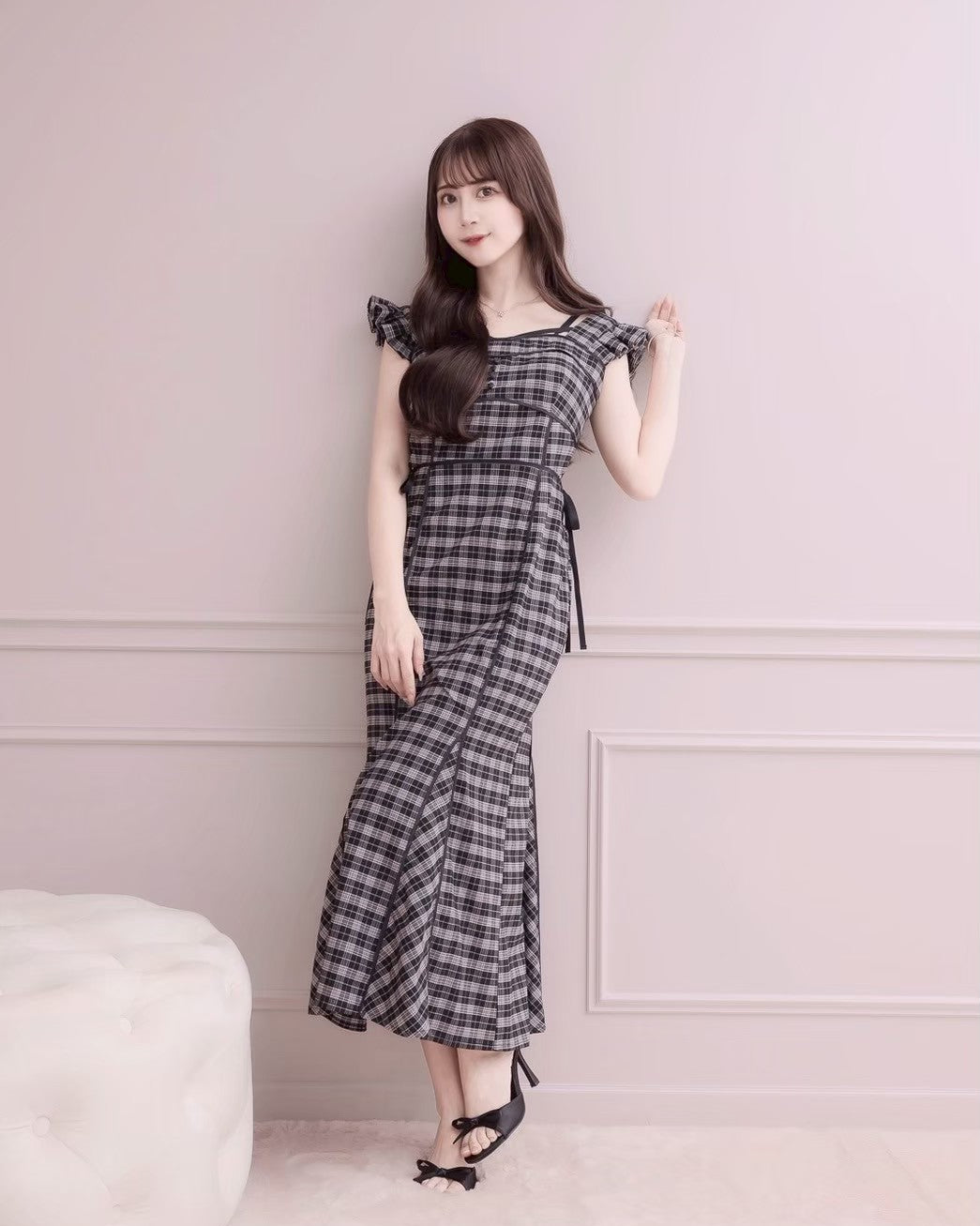 DOLCELICHE ドルチェリーチェ カットワークワンピース グレーチェック Cutwork Dress – DOLCELICHE（ドルチェリーチェ）