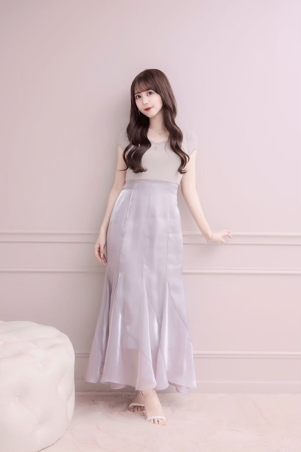 モデル身長：159cm / 着用カラー：ブルーグレー