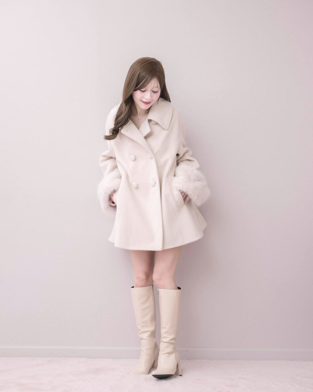 モデル身長：155cm / 着用カラー：ピンク
