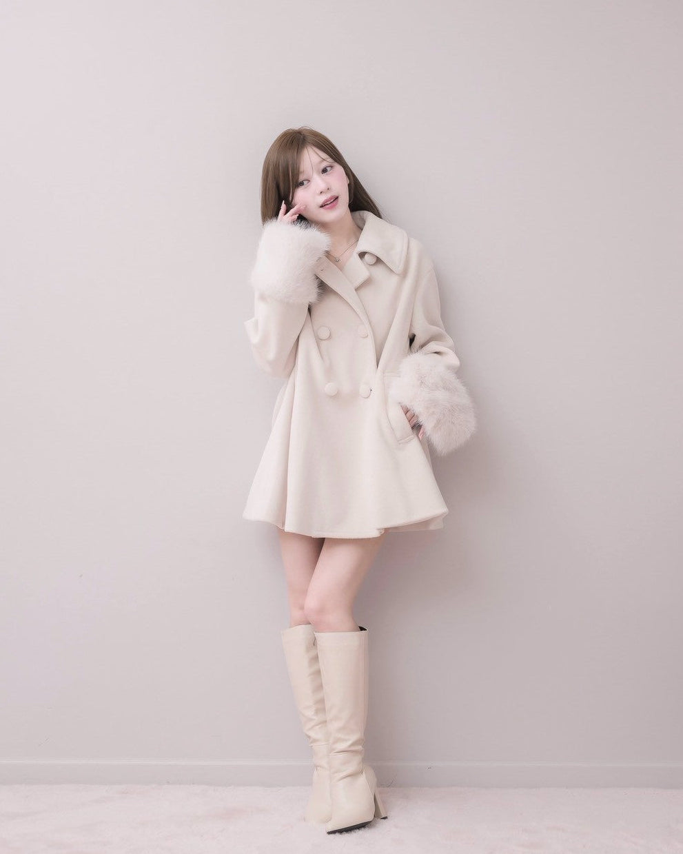 モデル身長：155cm / 着用カラー：ピンク