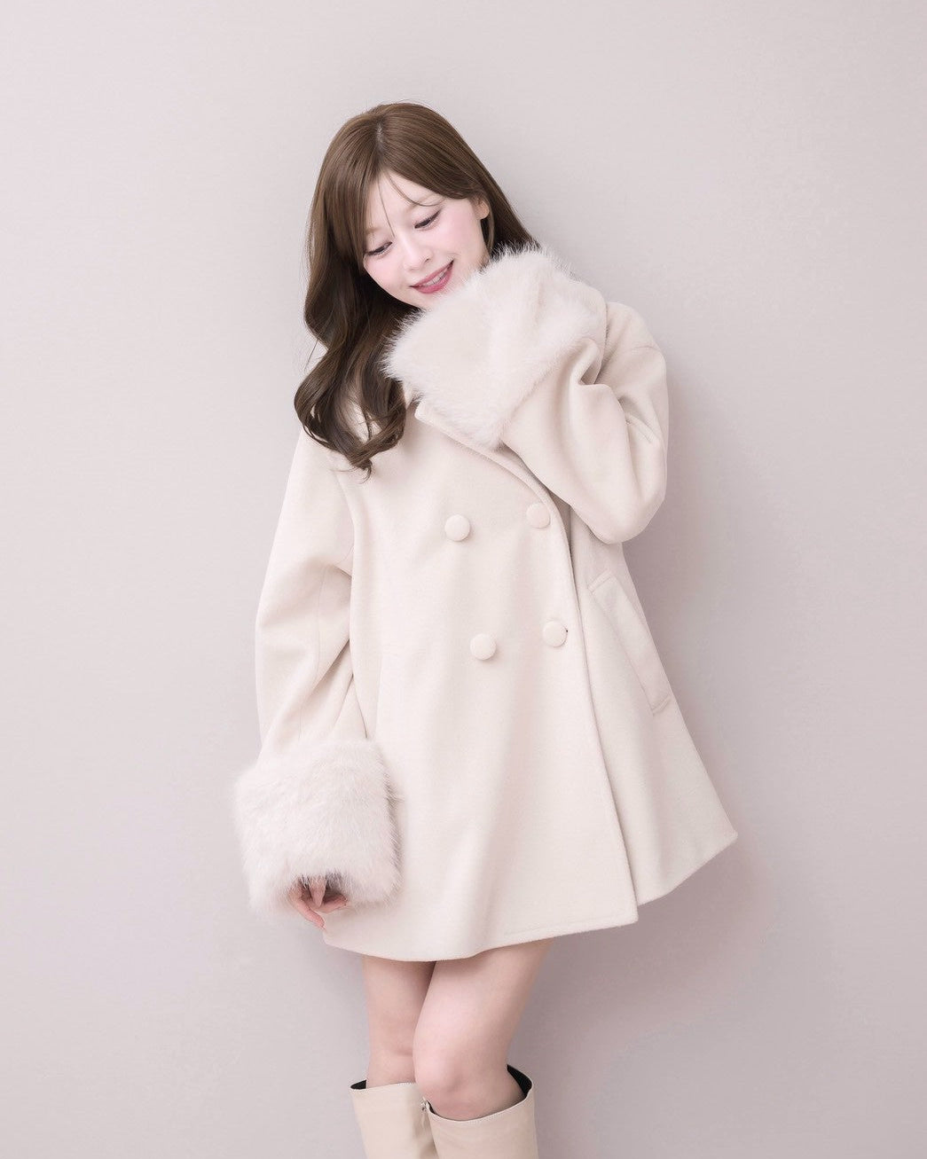モデル身長：155cm / 着用カラー：ピンク